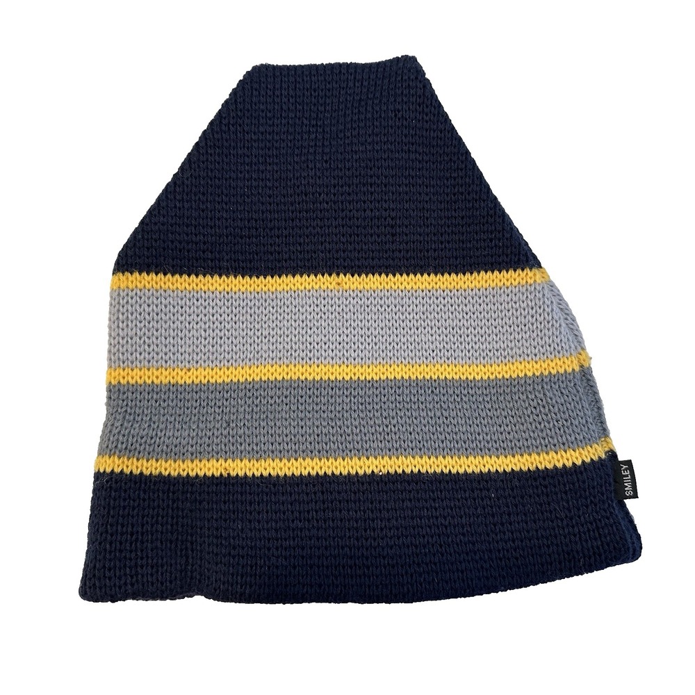 Vintage 80's Smiley Striped 100% Wool Knit‎ Beanie Ski Hat Made in USA